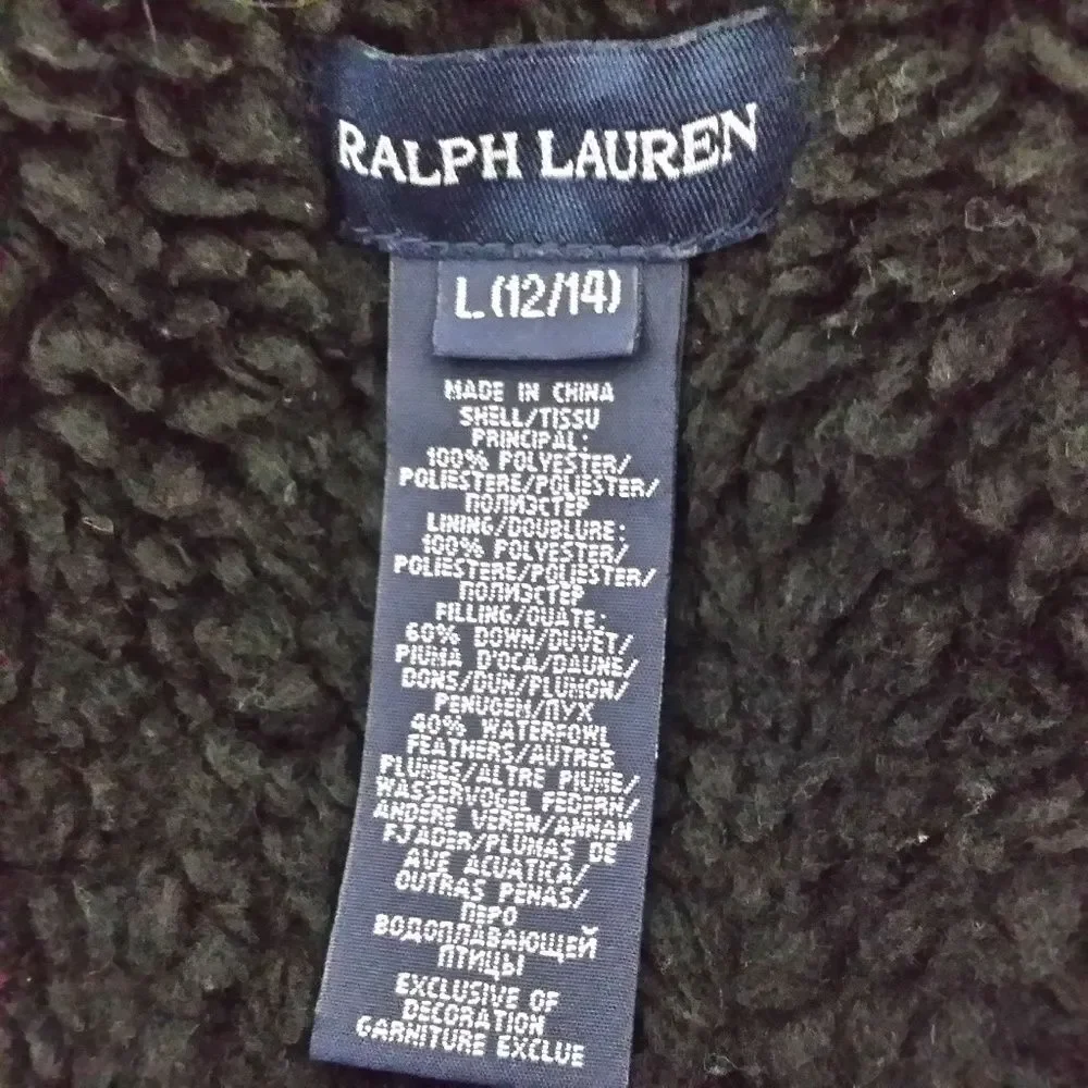 RALPH LAUREN RED Scottish plaid GIRL PUFFER DOWN